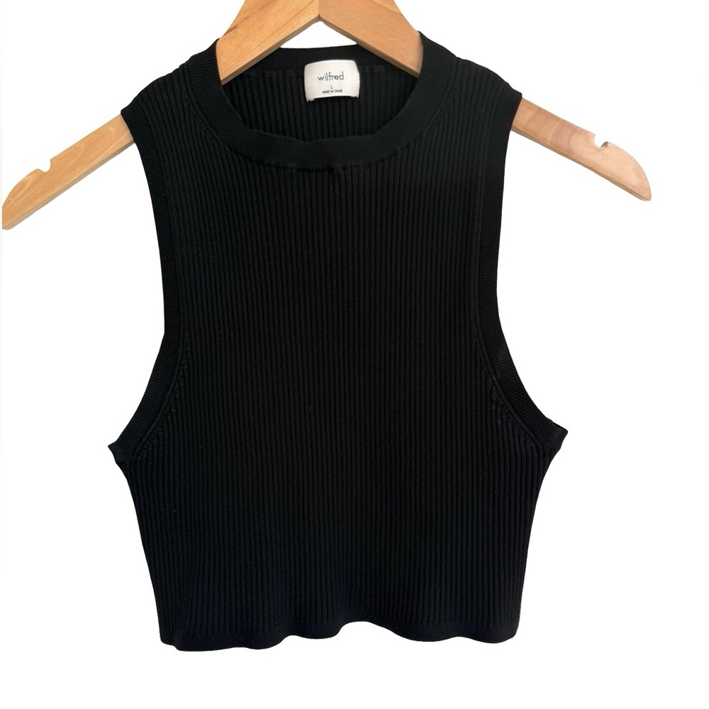 Wilfred Aritzia Black Ribbed Tank Top Size Large L‎